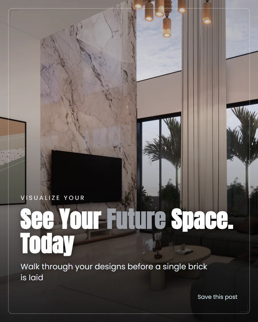 Double height, one sheet of marble, glass from floor to ceiling on the garden side. The trick with a tall room is giving