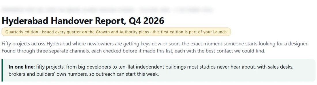 Opening of the Q4 2026 Handover Report